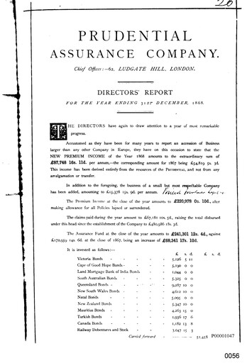 Thumbnail Prudential Annual Report 1868