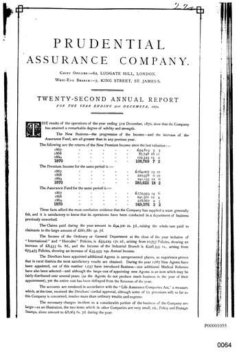 Thumbnail Prudential Annual Report 1870