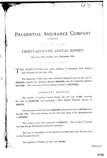 Thumbnail Prudential Annual Report 1885