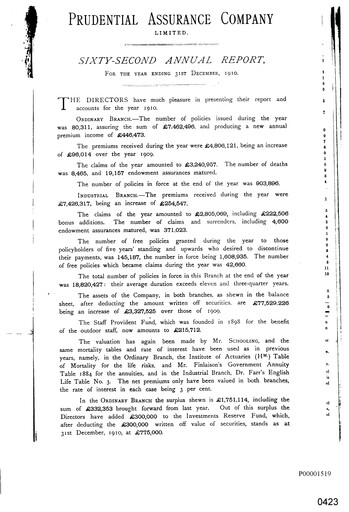 Thumbnail Prudential Annual Report 1910
