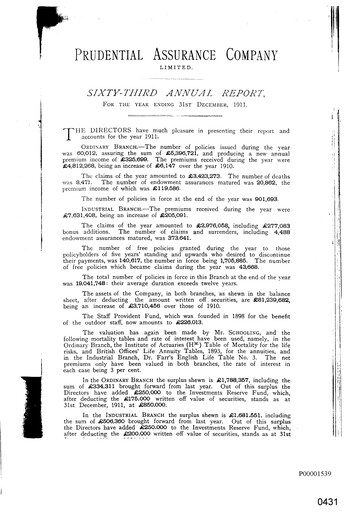 Thumbnail Prudential Annual Report 1911