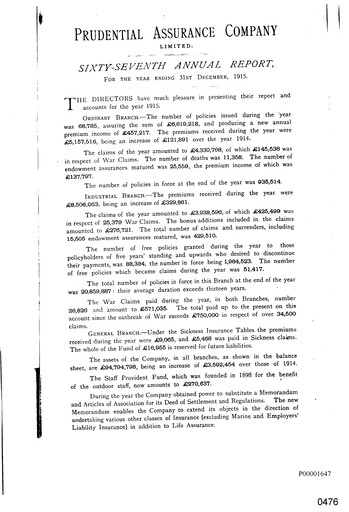 Thumbnail Prudential Annual Report 1915