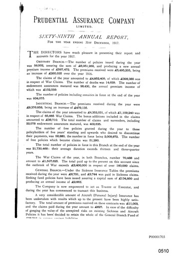 Thumbnail Prudential Annual Report 1917