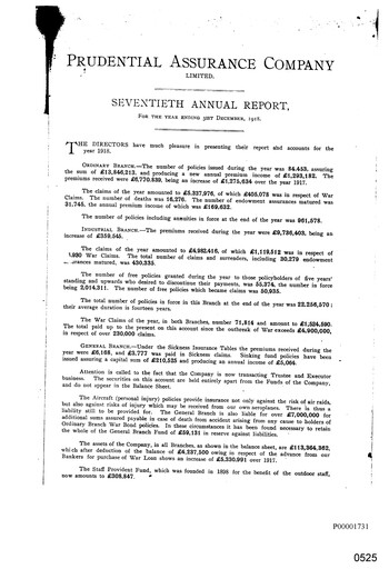 Thumbnail Prudential Annual Report 1918