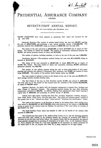 Thumbnail Prudential Annual Report 1919