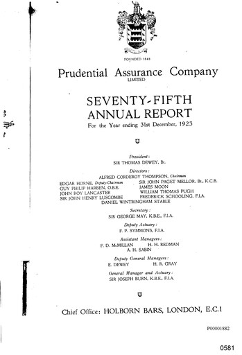 Thumbnail Prudential Annual Report 1923