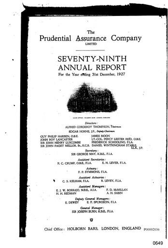 Thumbnail Prudential Annual Report 1927