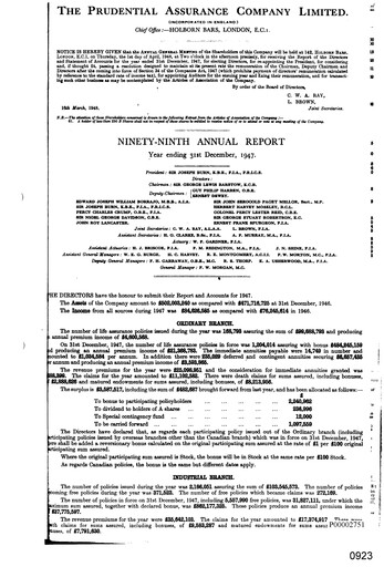 Thumbnail Prudential Annual Report 1947