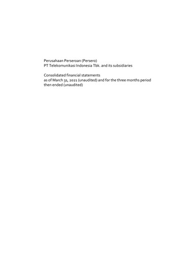 Thumbnail Telkom Indonesia Quarterly Report 2021-q1