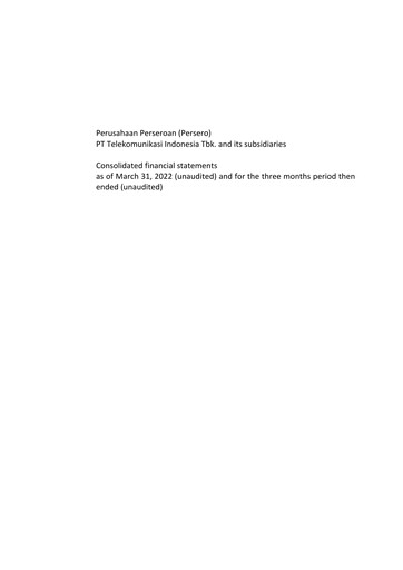 Thumbnail Telkom Indonesia Quarterly Report 2022-q1