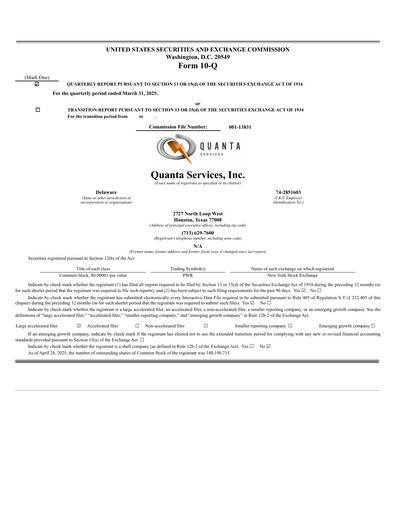 Thumbnail Quanta Services
 Quarterly Report 2025-q1