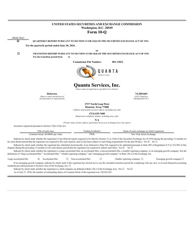 Thumbnail Quanta Services
 Quarterly Report 2026-q2