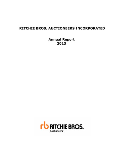Thumbnail Ritchie Bros. Auctioneers
 Annual Report 2013