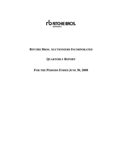 Thumbnail RB Global
 Quarterly Report 2008-q2
