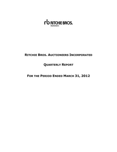 Thumbnail RB Global
 Quarterly Report 2012-q1