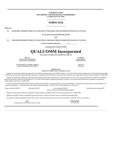 Vorschaubild QUALCOMM Quartalsbericht 2015-q3