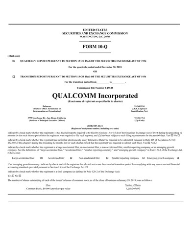 Vorschaubild QUALCOMM Quartalsbericht 2019-q1