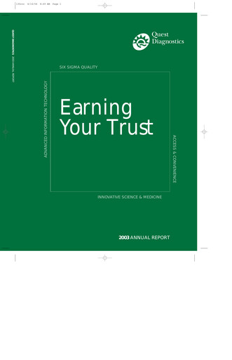 Thumbnail Quest Diagnostics
 Annual Report 2003