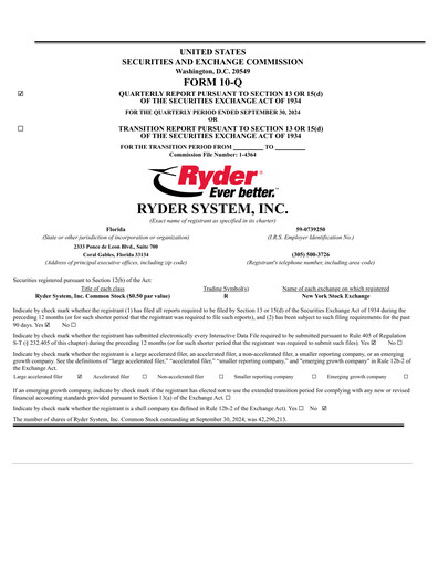 Thumbnail Ryder
 Quarterly Report 2024-q3
