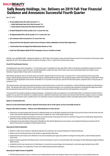 Thumbnail Sally Beauty Holdings Quarterly Report 2019-q4