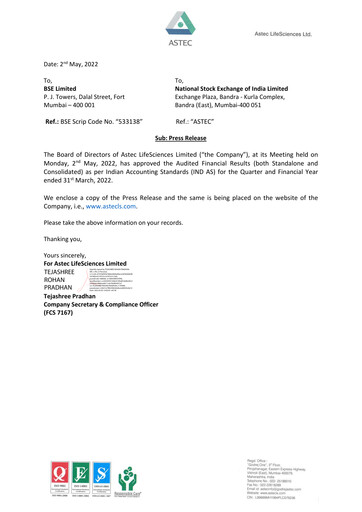 Thumbnail Astec Lifesciences
 Quarterly Report 2021-q4