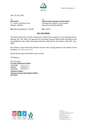 Thumbnail Astec Lifesciences
 Quarterly Report 2022-q1