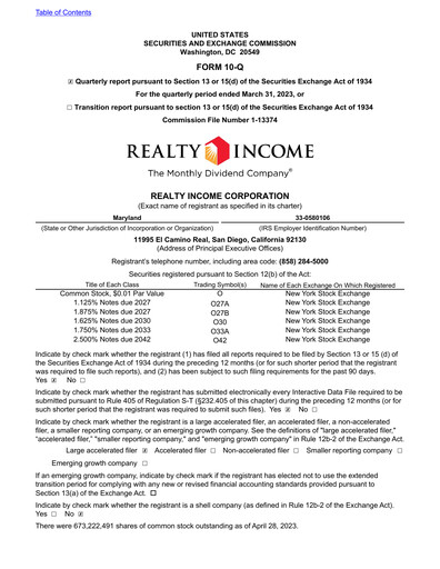 Thumbnail Realty Income Quarterly Report 2023-q1