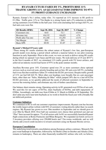 Thumbnail Ryanair Half-year Report 2017-h1