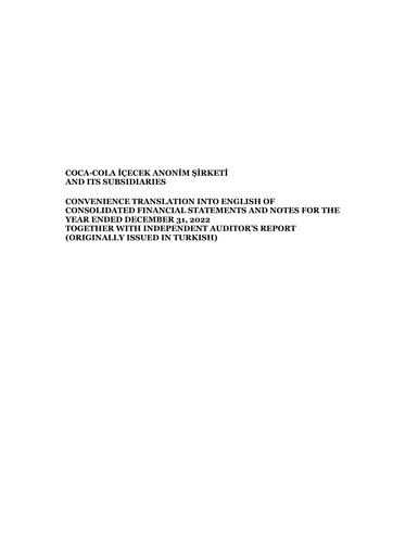 Thumbnail Coca-Cola İçecek
 Financial Statement 2022
