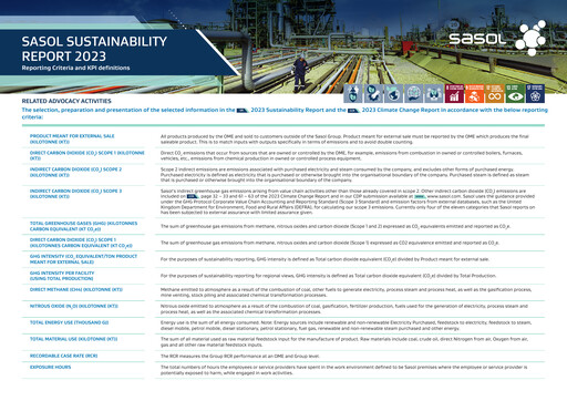Thumbnail Sasol Sustainability Report 2023
