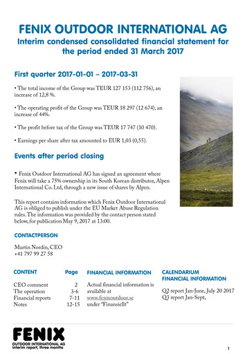 Thumbnail Fenix Outdoor Quarterly Report 2017-q1