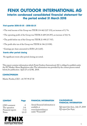 Thumbnail Fenix Outdoor Quarterly Report 2018-q1