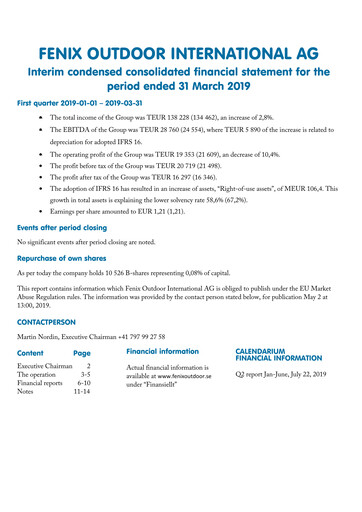 Thumbnail Fenix Outdoor Quarterly Report 2019-q1