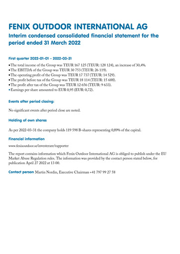 Thumbnail Fenix Outdoor Quarterly Report 2022-q1