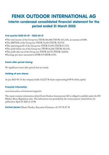 Thumbnail Fenix Outdoor Quarterly Report 2023-q1