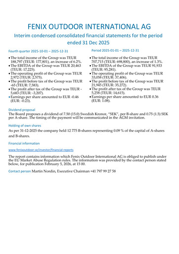 Thumbnail Fenix Outdoor Quarterly Report 2025-q4