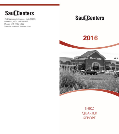 Thumbnail Saul Centers Quarterly Report 2016-q3