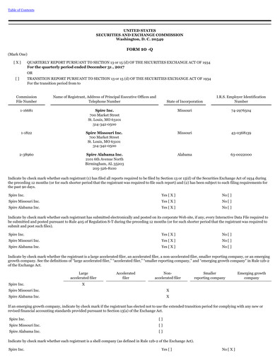 Vorschaubild Spire Inc. Quartalsbericht 2018-q1