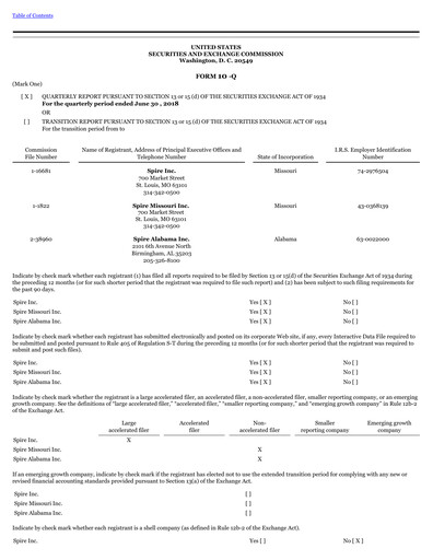 Vorschaubild Spire Inc. Quartalsbericht 2018-q3