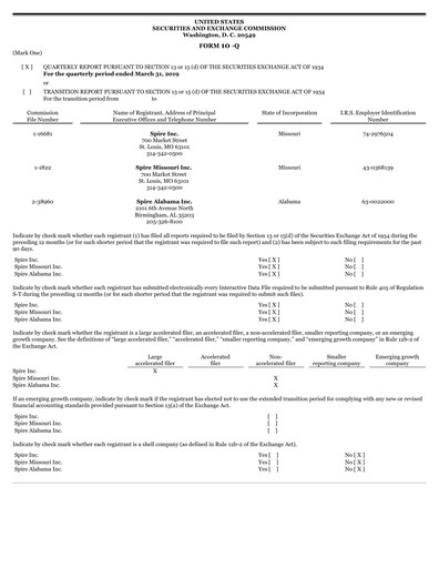 Vorschaubild Spire Inc. Quartalsbericht 2019-q2