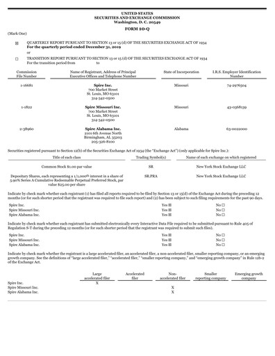 Vorschaubild Spire Inc. Quartalsbericht 2020-q1
