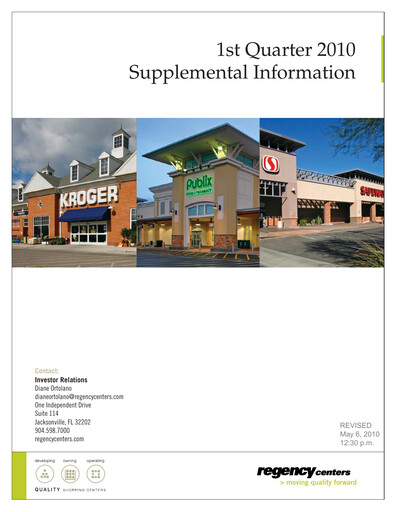 Thumbnail Regency Centers
 Quarterly Report 2010-q1