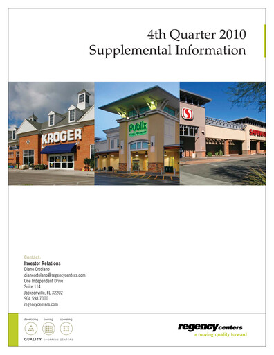 Thumbnail Regency Centers
 Quarterly Report 2010-q4