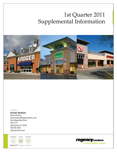 Thumbnail Regency Centers
 Quarterly Report 2011-q1