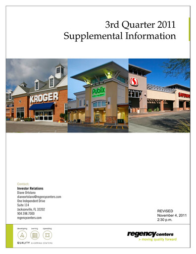 Thumbnail Regency Centers
 Quarterly Report 2011-q3