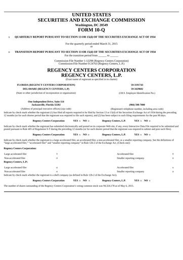 Thumbnail Regency Centers
 Quarterly Report 2015-q1
