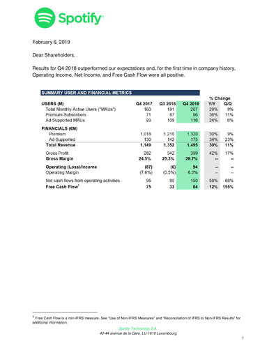 Thumbnail Spotify Quarterly Report 2018-q4