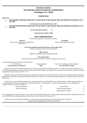 Thumbnail SPX Technologies Quarterly Report 2021-q3