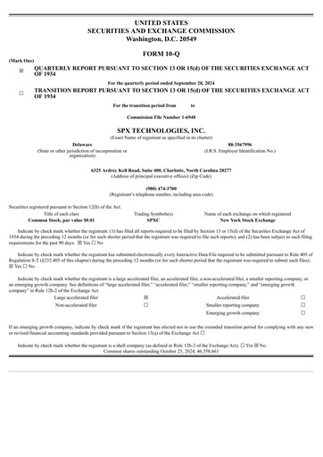 Thumbnail SPX Technologies Quarterly Report 2024-q3