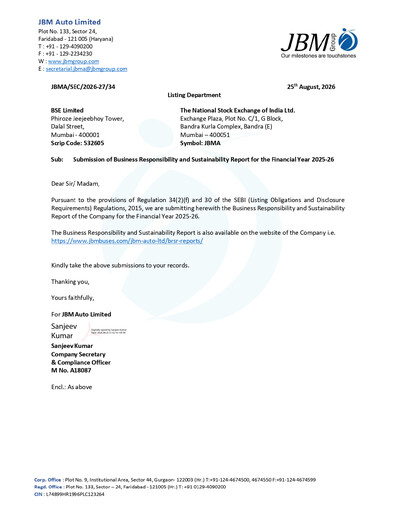 Thumbnail JBM Auto ESG Report 2025-2026